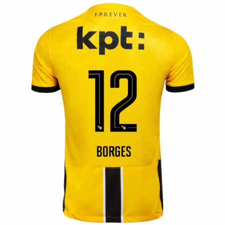 Kandiny Hombre Camiseta David Borges #12 Amarillo Negro 1ª Equipación 2024/25 La Camisa Chile