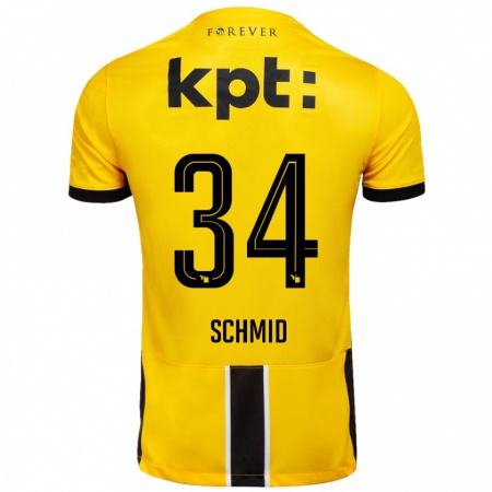 Kandiny Hombre Camiseta Céline Schmid #34 Amarillo Negro 1ª Equipación 2024/25 La Camisa Chile