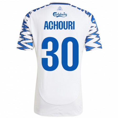 Kandiny Hombre Camiseta Elias Achouri #30 Blanco Azul Cielo 1ª Equipación 2024/25 La Camisa Chile