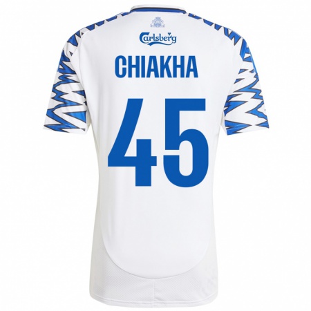 Kandiny Hombre Camiseta Amin Chiakha #45 Blanco Azul Cielo 1ª Equipación 2024/25 La Camisa Chile