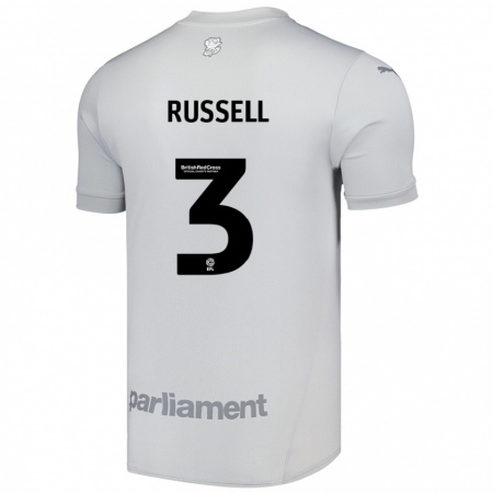 Kandiny Hombre Camiseta Jon Russell #3 Gris Plata 2ª Equipación 2024/25 La Camisa Chile