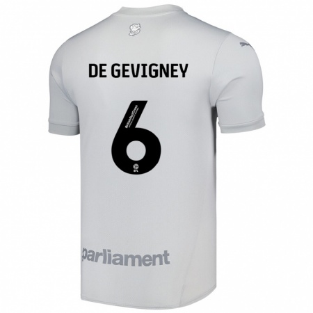 Kandiny Hombre Camiseta Maël De Gevigney #6 Gris Plata 2ª Equipación 2024/25 La Camisa Chile