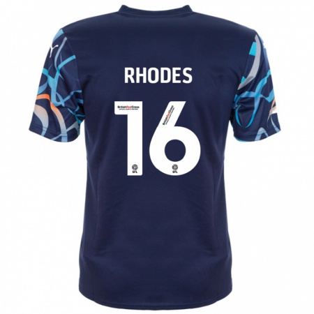 Kandiny Hombre Camiseta Jordan Rhodes #16 Azul Marino 2ª Equipación 2024/25 La Camisa Chile