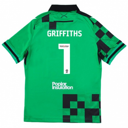 Kandiny Hombre Camiseta Josh Griffiths #1 Verde Negro 2ª Equipación 2024/25 La Camisa Chile