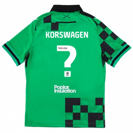 Kandiny Hombre Camiseta Mattijis Korswagen #0 Verde Negro 2ª Equipación 2024/25 La Camisa Chile