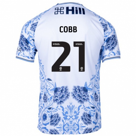 Kandiny Hombre Camiseta Serena Cobb #21 Blanco Azul 2ª Equipación 2024/25 La Camisa Chile