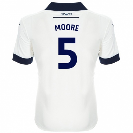 Kandiny Hombre Camiseta Elliott Moore #5 Blanco Azul Marino 2ª Equipación 2024/25 La Camisa Chile