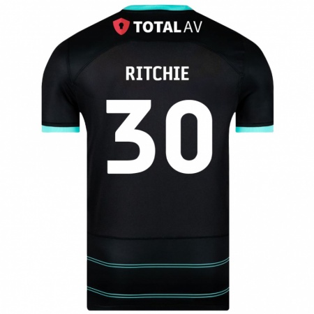 Kandiny Hombre Camiseta Matt Ritchie #30 Negro 2ª Equipación 2024/25 La Camisa Chile