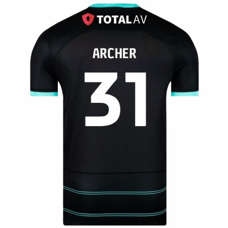 Kandiny Hombre Camiseta Jordan Archer #31 Negro 2ª Equipación 2024/25 La Camisa Chile