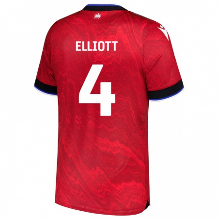 Kandiny Hombre Camiseta Ben Elliott #4 Rojo Negro 2ª Equipación 2024/25 La Camisa Chile