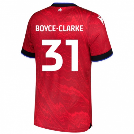 Kandiny Hombre Camiseta Coniah Boyce-Clarke #31 Rojo Negro 2ª Equipación 2024/25 La Camisa Chile