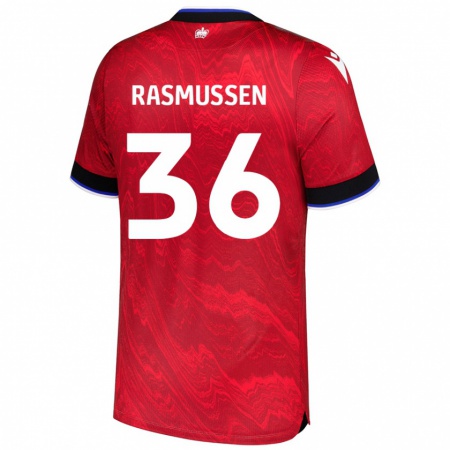 Kandiny Hombre Camiseta Tash Rasmussen #36 Rojo Negro 2ª Equipación 2024/25 La Camisa Chile