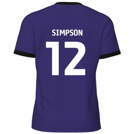 Kandiny Hombre Camiseta Tyreece Simpson #12 Púrpura 2ª Equipación 2024/25 La Camisa Chile