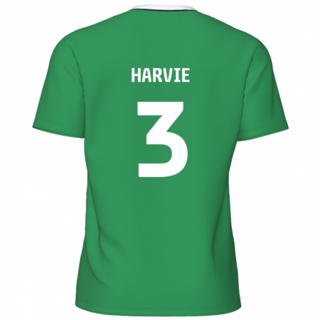 Kandiny Hombre Camiseta Daniel Harvie #3 Verde Rayas Blancas 2ª Equipación 2024/25 La Camisa Chile