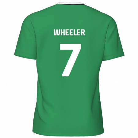 Kandiny Hombre Camiseta David Wheeler #7 Verde Rayas Blancas 2ª Equipación 2024/25 La Camisa Chile