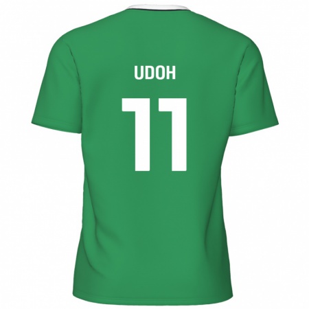 Kandiny Hombre Camiseta Daniel Udoh #11 Verde Rayas Blancas 2ª Equipación 2024/25 La Camisa Chile