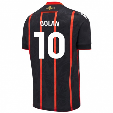 Kandiny Hombre Camiseta Tyrhys Dolan #10 Negro Rojo 2ª Equipación 2024/25 La Camisa Chile