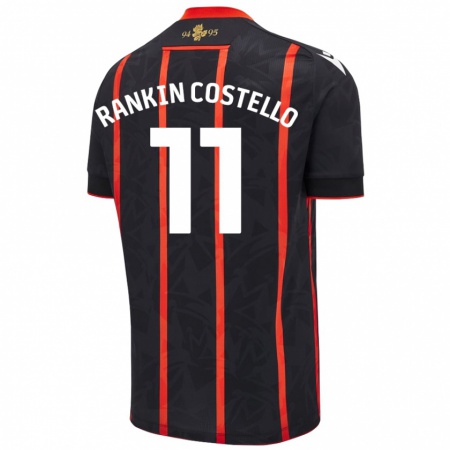 Kandiny Hombre Camiseta Joe Rankin-Costello #11 Negro Rojo 2ª Equipación 2024/25 La Camisa Chile