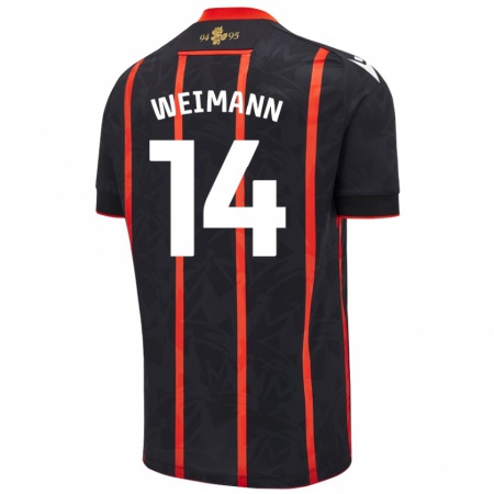 Kandiny Hombre Camiseta Andreas Weimann #14 Negro Rojo 2ª Equipación 2024/25 La Camisa Chile