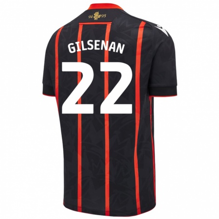 Kandiny Hombre Camiseta Zak Gilsenan #22 Negro Rojo 2ª Equipación 2024/25 La Camisa Chile