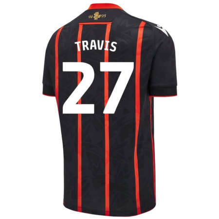 Kandiny Hombre Camiseta Lewis Travis #27 Negro Rojo 2ª Equipación 2024/25 La Camisa Chile