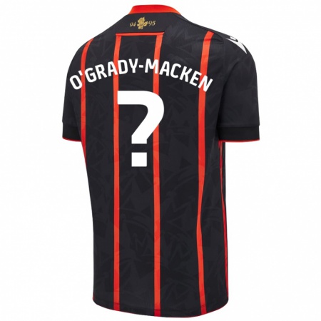 Kandiny Hombre Camiseta Harley O'grady-Macken #0 Negro Rojo 2ª Equipación 2024/25 La Camisa Chile