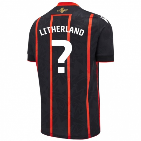 Kandiny Hombre Camiseta Matty Litherland #0 Negro Rojo 2ª Equipación 2024/25 La Camisa Chile