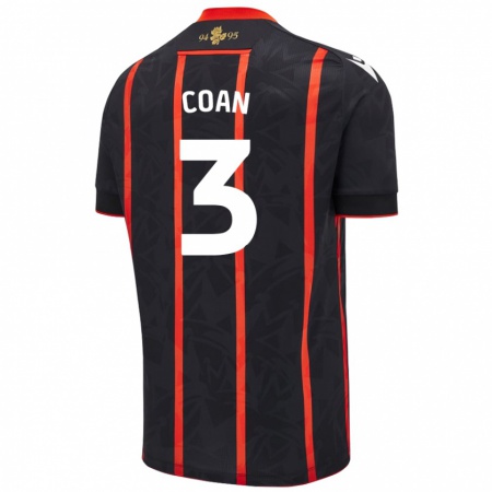 Kandiny Hombre Camiseta Hannah Coan #3 Negro Rojo 2ª Equipación 2024/25 La Camisa Chile