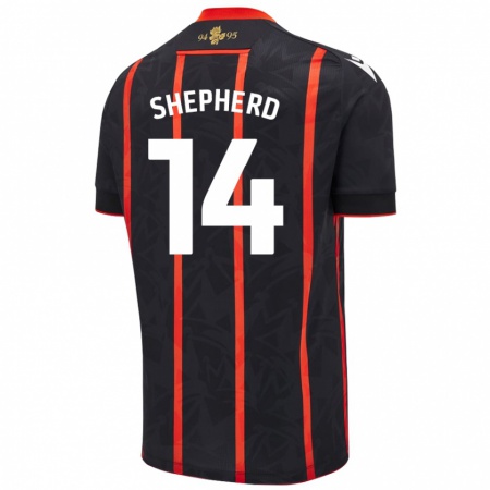 Kandiny Hombre Camiseta Lucy Shepherd #14 Negro Rojo 2ª Equipación 2024/25 La Camisa Chile