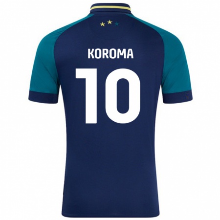 Kandiny Hombre Camiseta Josh Koroma #10 Azul Marino Verde Oscuro 2ª Equipación 2024/25 La Camisa Chile