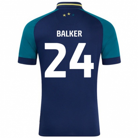 Kandiny Hombre Camiseta Radinio Balker #24 Azul Marino Verde Oscuro 2ª Equipación 2024/25 La Camisa Chile