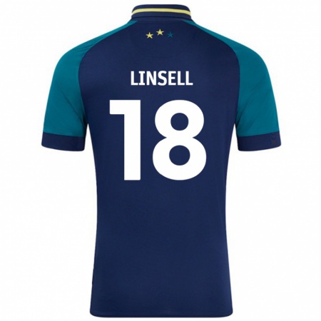 Kandiny Hombre Camiseta Alice Linsell #18 Azul Marino Verde Oscuro 2ª Equipación 2024/25 La Camisa Chile