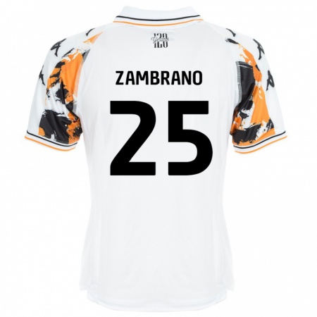 Kandiny Hombre Camiseta Óscar Zambrano #25 Blanco 2ª Equipación 2024/25 La Camisa Chile