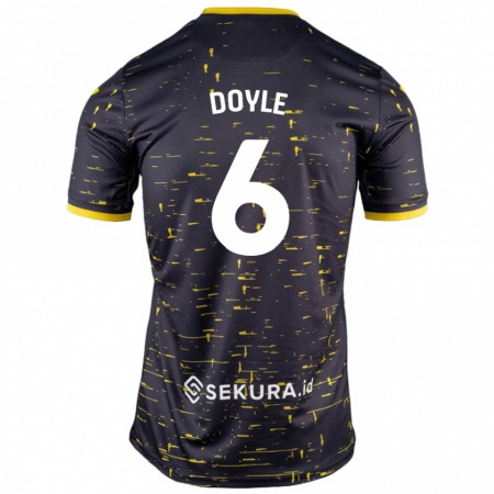 Kandiny Hombre Camiseta Callum Doyle #6 Negro Amarillo 2ª Equipación 2024/25 La Camisa Chile