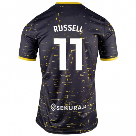 Kandiny Hombre Camiseta Rebecca Russell #11 Negro Amarillo 2ª Equipación 2024/25 La Camisa Chile