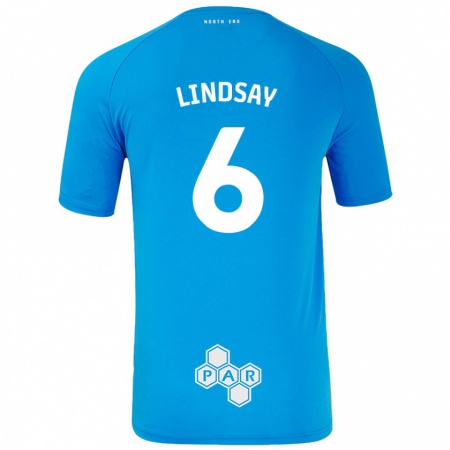 Kandiny Hombre Camiseta Liam Lindsay #6 Azul Cielo 2ª Equipación 2024/25 La Camisa Chile