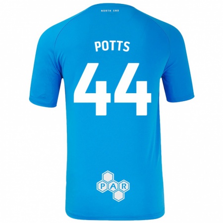 Kandiny Hombre Camiseta Brad Potts #44 Azul Cielo 2ª Equipación 2024/25 La Camisa Chile