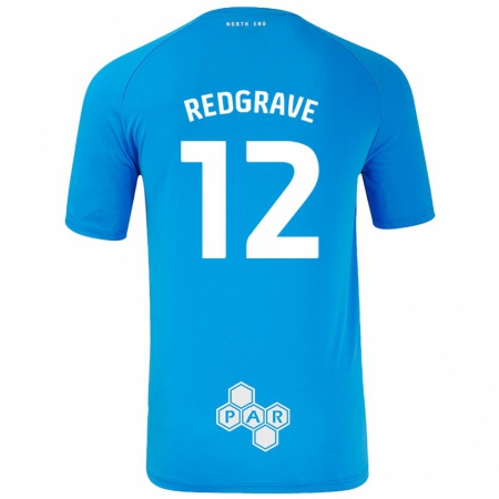 Kandiny Hombre Camiseta Jodie Redgrave #12 Azul Cielo 2ª Equipación 2024/25 La Camisa Chile