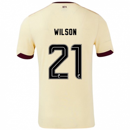 Kandiny Hombre Camiseta James Wilson #21 Crema Burdeos 2ª Equipación 2024/25 La Camisa Chile