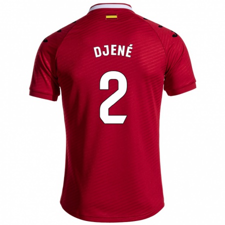 Kandiny Hombre Camiseta Djené #2 Rojo Oscuro 2ª Equipación 2024/25 La Camisa Chile