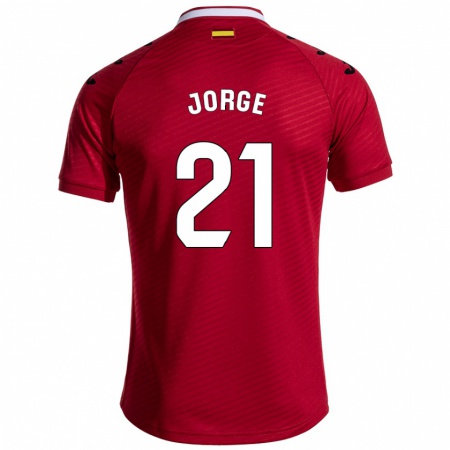 Kandiny Hombre Camiseta Jeremy Jorge #21 Rojo Oscuro 2ª Equipación 2024/25 La Camisa Chile