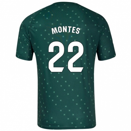 Kandiny Hombre Camiseta César Montes #22 Verde Oscuro 2ª Equipación 2024/25 La Camisa Chile