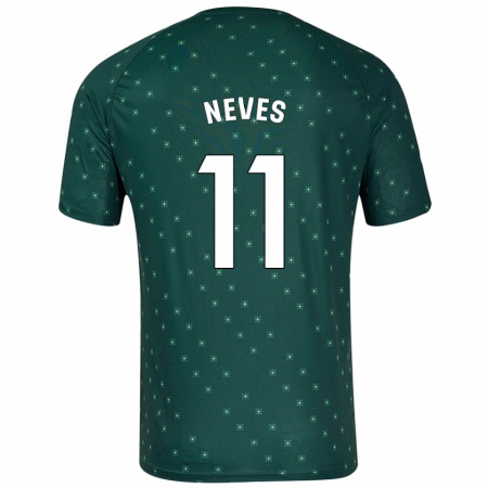 Kandiny Hombre Camiseta Hugo Neves #11 Verde Oscuro 2ª Equipación 2024/25 La Camisa Chile