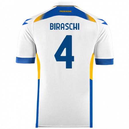 Kandiny Hombre Camiseta Davide Biraschi #4 Blanco 2ª Equipación 2024/25 La Camisa Chile