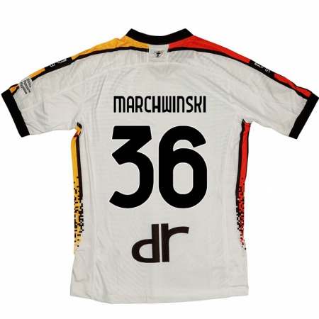 Kandiny Hombre Camiseta Filip Marchwinski #36 Blanco Negro 2ª Equipación 2024/25 La Camisa Chile