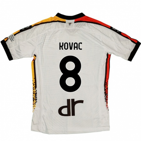 Kandiny Hombre Camiseta Niko Kovac #8 Blanco Negro 2ª Equipación 2024/25 La Camisa Chile