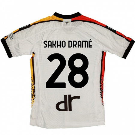 Kandiny Hombre Camiseta Samba Sakho Dramé #28 Blanco Negro 2ª Equipación 2024/25 La Camisa Chile