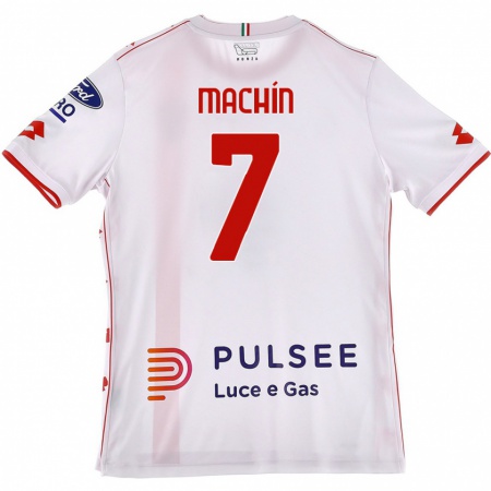 Kandiny Hombre Camiseta José Machín #7 Blanco Rojo 2ª Equipación 2024/25 La Camisa Chile