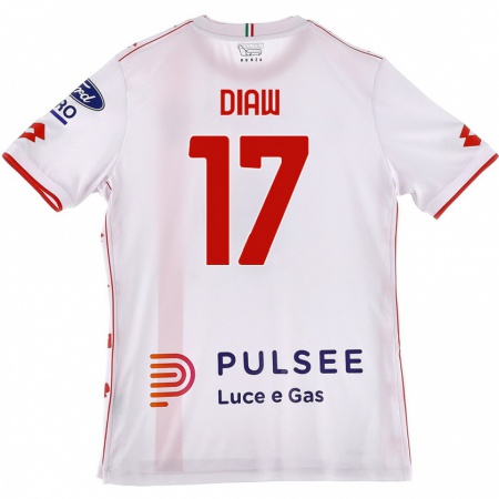 Kandiny Hombre Camiseta Davide Diaw #17 Blanco Rojo 2ª Equipación 2024/25 La Camisa Chile