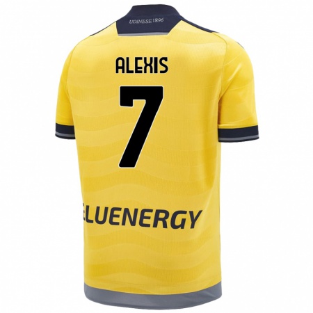 Kandiny Hombre Camiseta Alexis Sánchez #7 Dorado 2ª Equipación 2024/25 La Camisa Chile